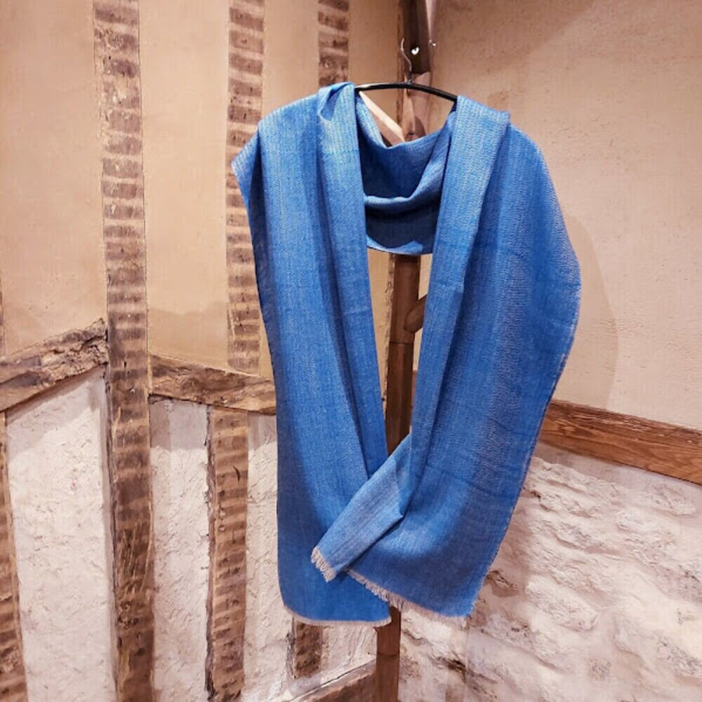 ETOLE CHEVRONS BLEU 2 1PX Etole mixte pashmina chevrons bleu