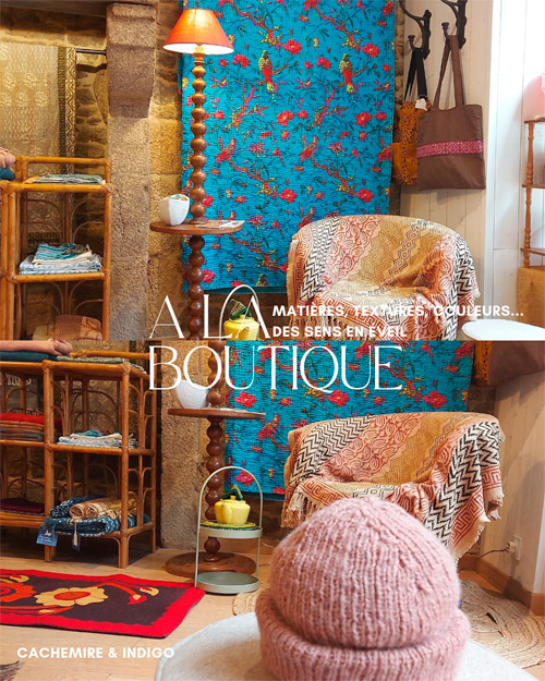 Boutique d'artisanat indien Cachemire et indigo à Dinan