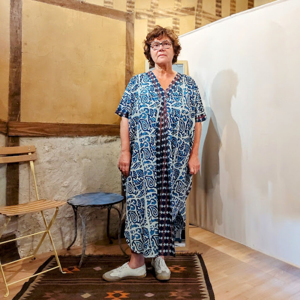 Robe longue Malaga deux motifs avec pli