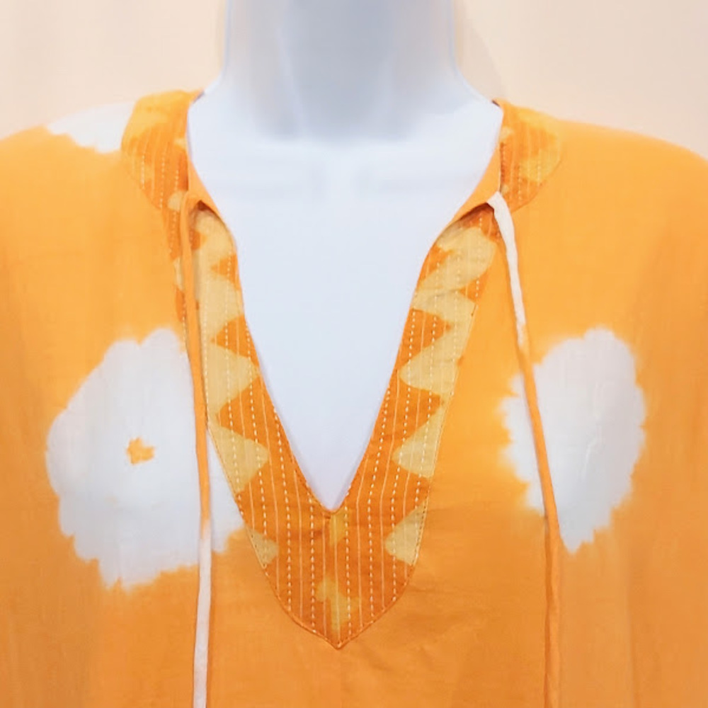 sundress orange col 1k Robe mi longue sans manche
